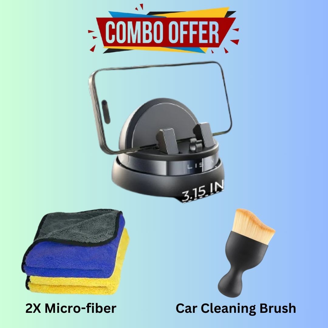 70% OFF- 360°Phone Holder With 2 Pcs MicroFiber Clothes + Brush