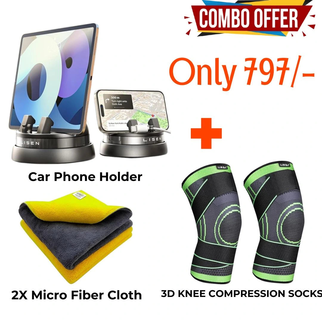 70% OFF- 360°Phone Holder With 2 Pcs MicroFiber Clothes + 3D KNEE SLEEVES