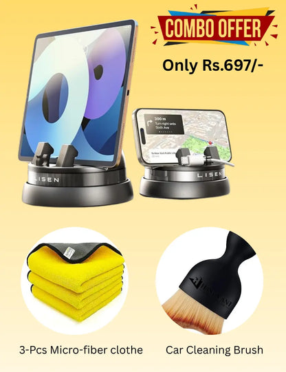 70% OFF- 360°Phone Holder With 3 Pcs MicroFiber Clothes + Brush