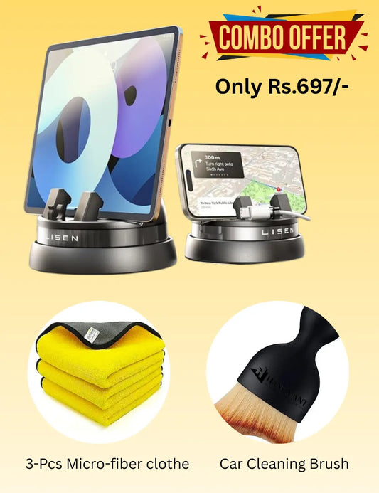 70% OFF- 360°Phone Holder With 3 Pcs MicroFiber Clothes + Brush