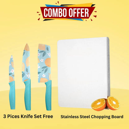 60%OFF - Stainless Steel Chopping Board (35x31cm) With Free Knife Set