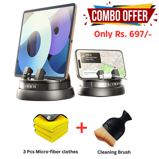 70% OFF- 360°Phone Holder With 3 Pcs MicroFiber Clothes + Brush