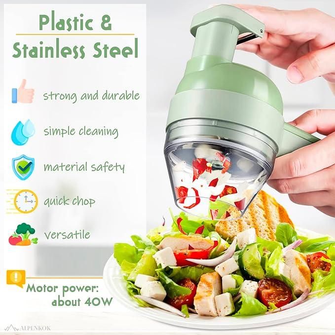 4 in 1 Electric Vegetable Cutter – Portable Rechargeable Kitchen Chopper
