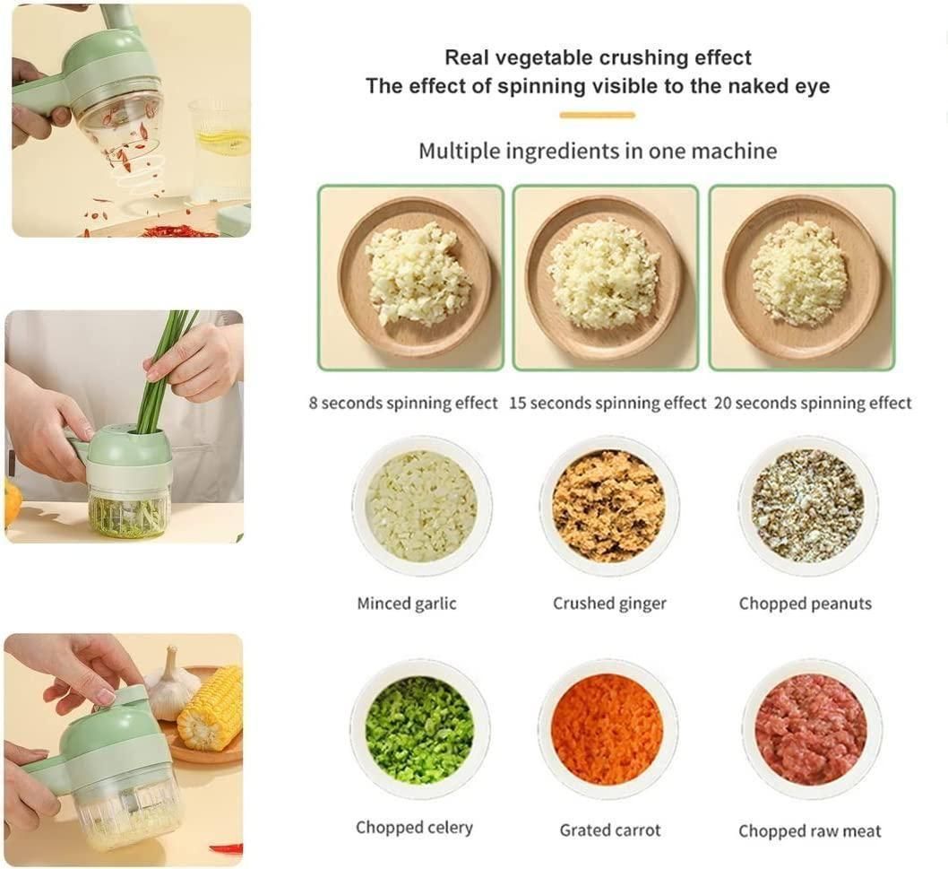 4 in 1 Electric Vegetable Cutter – Portable Rechargeable Kitchen Chopper