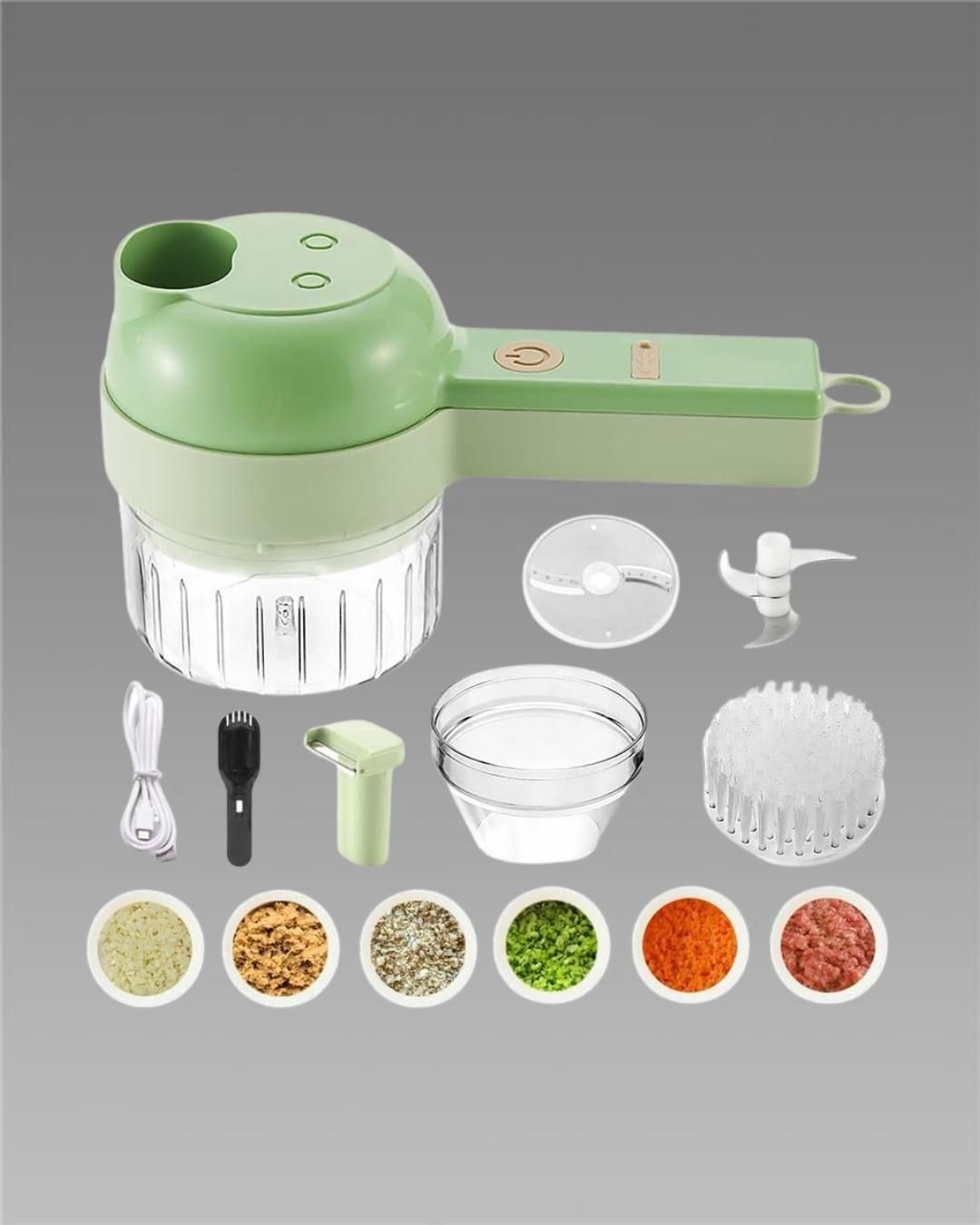 4 in 1 Electric Vegetable Cutter – Portable Rechargeable Kitchen Chopper